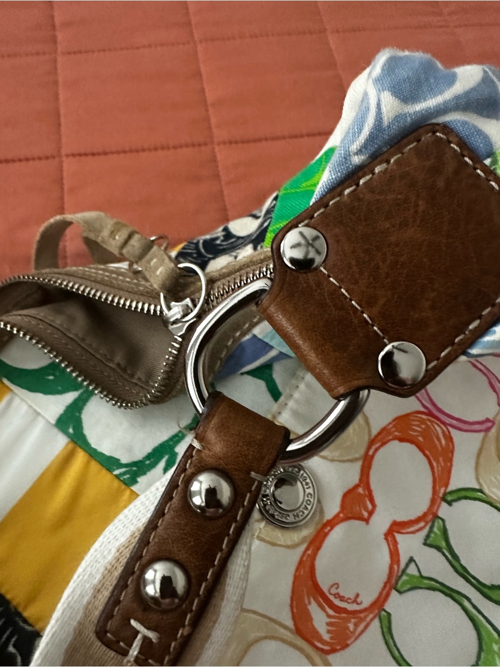 Coach Multicolor Patchwork Shoulder Bag with Matching Wristlet - Picture 7 of 13